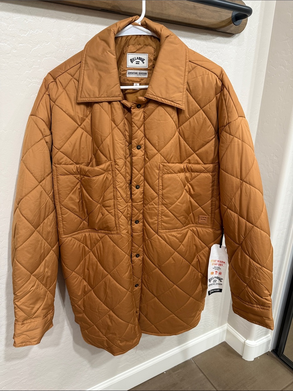 Billabong Quilted Tan Shirt Jacket